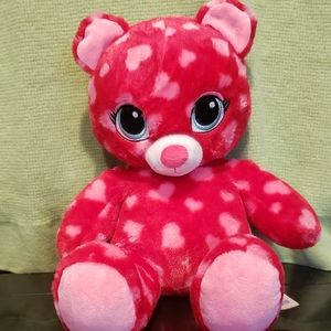 Build A Bear Sweat Hugs Red Pink Hearts Bear w/Beating Heart Plush